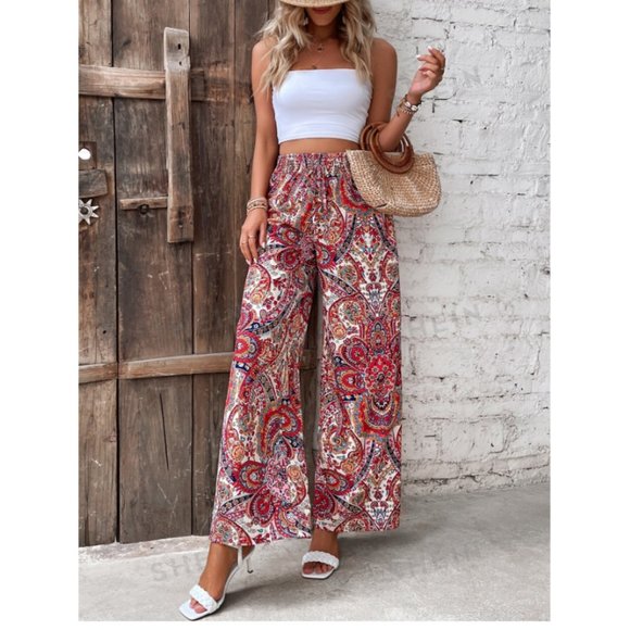 SHEIN Pants - SHEIN VCAY Paisley Print Wide Leg Pants Size M  Waist 24 inches